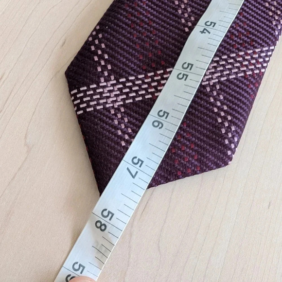 Oscar de la Renta Purple Plaid Tie - Picture 10 of 10